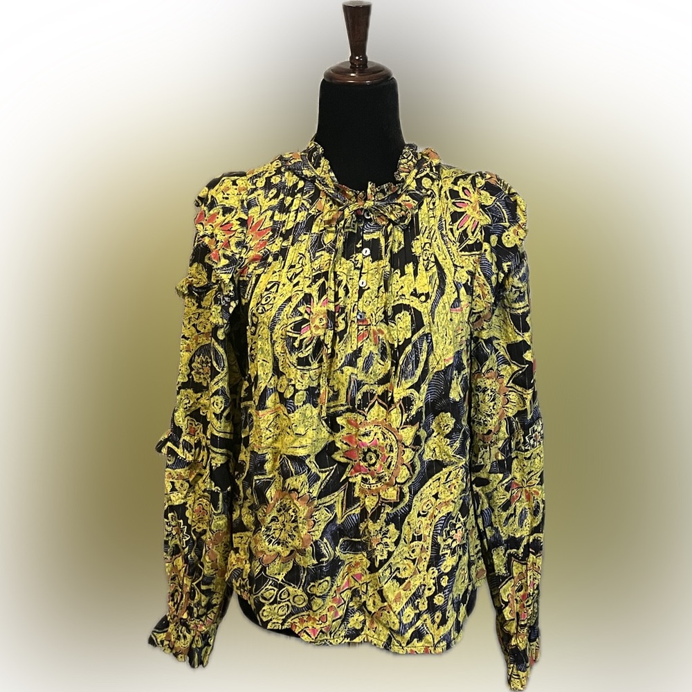 Jennifer & Grace Floral Metallic Thread Blouse size S